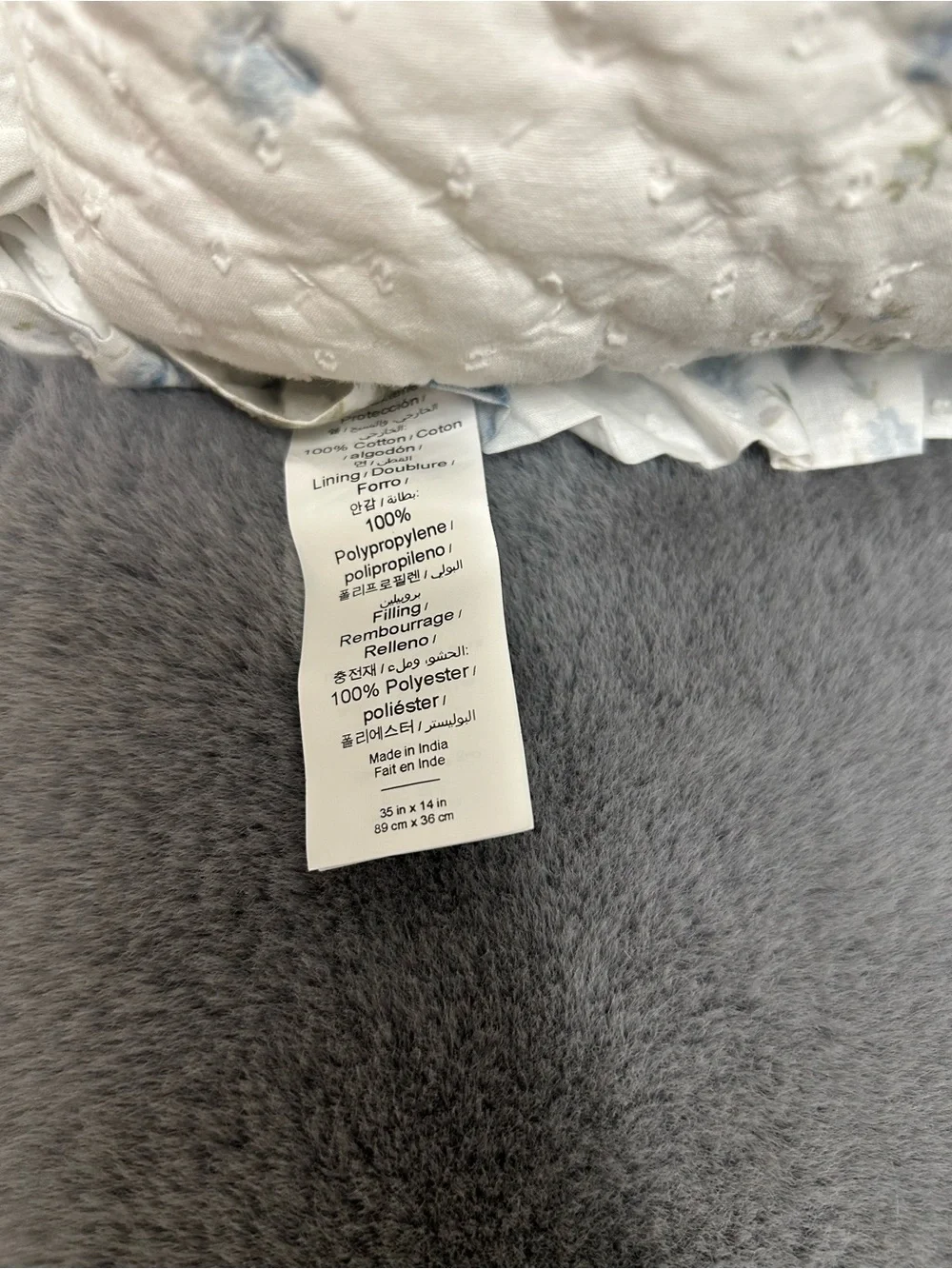 Pottery Barn Loveshackfancy blue ruffle lumbar pillow